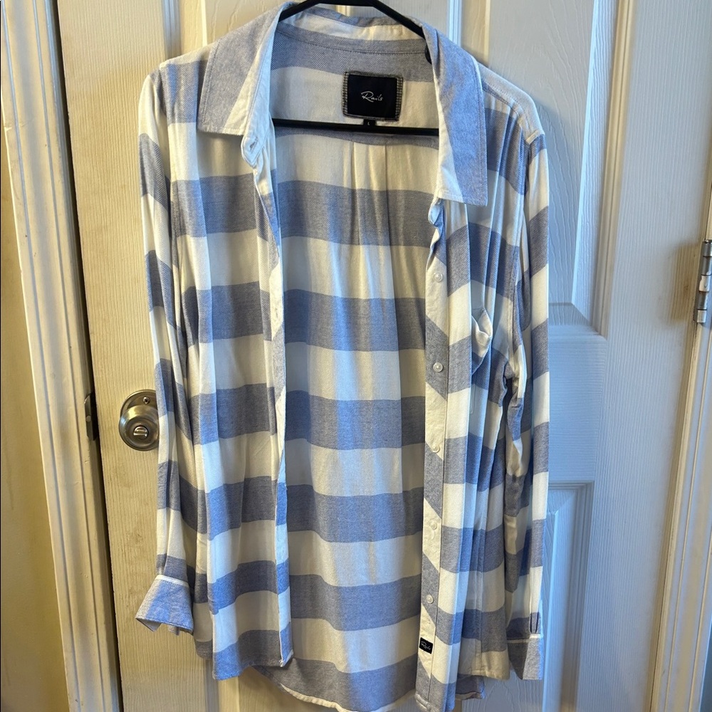 Rails Blue and White Striped Button Down Shirt